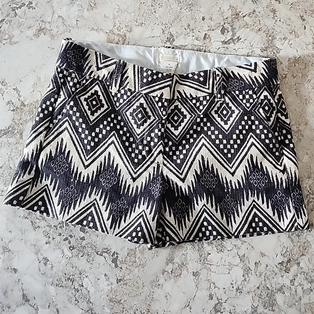 Girls Crewcuts Black/Beige Bohemian Ikat Aztec Print Shorts Size 10 100% Cotton